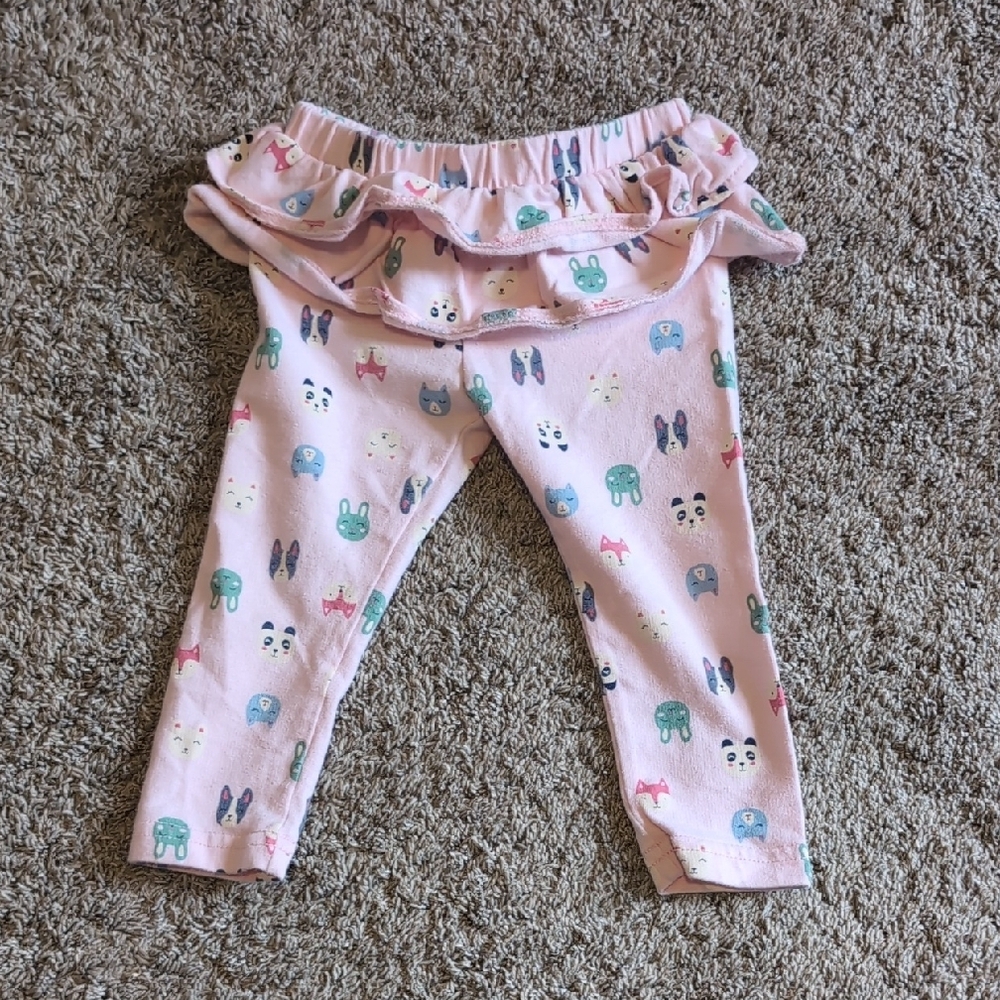 Pink Ruffle Baby Leggings with Animal Print